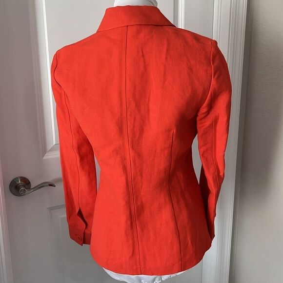 Talbots Orange Linen Blend Waffle Texture Italian Fabric Button-Up Jacket SZ4 - Picture 5 of 10